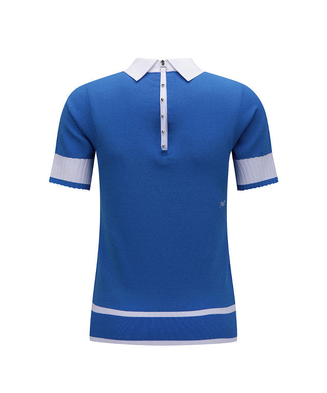 ANEW Golf: Women Back Zipper Point Short Sweater - Blue